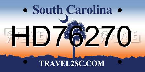 HD76270 South Carolina License Plate