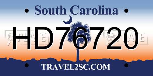 HD76720 South Carolina License Plate