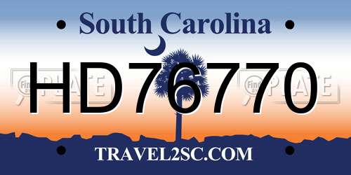 HD76770 South Carolina License Plate