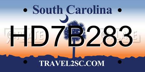 HD7B283 South Carolina License Plate