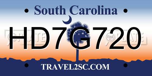 HD7G720 South Carolina License Plate
