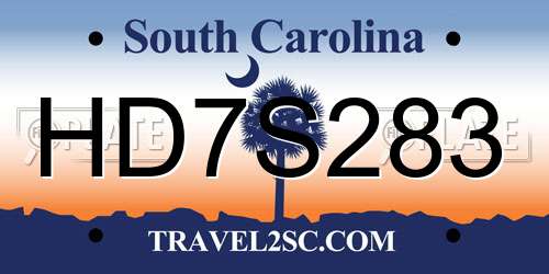 HD7S283 South Carolina License Plate