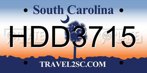 HDD3715 South Carolina License Plate