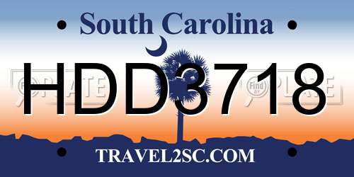 HDD3718 South Carolina License Plate