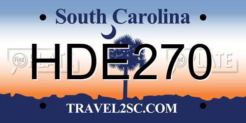 HDE270 South Carolina License Plate