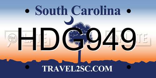 HDG949 South Carolina License Plate
