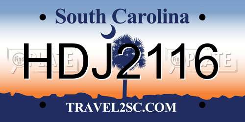 HDJ2116 South Carolina License Plate