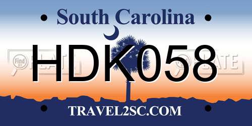 HDK058 South Carolina License Plate