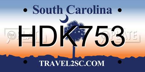 HDK753 South Carolina License Plate