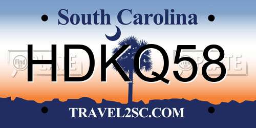 HDKQ58 South Carolina License Plate