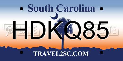 HDKQ85 South Carolina License Plate