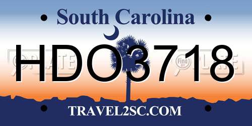 HDO3718 South Carolina License Plate