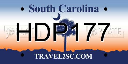 HDP177 South Carolina License Plate