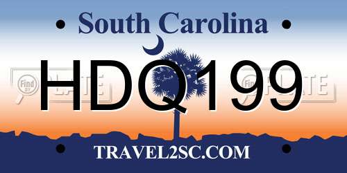 HDQ199 South Carolina License Plate