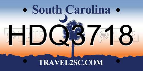 HDQ3718 South Carolina License Plate