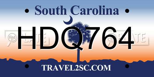 HDQ764 South Carolina License Plate