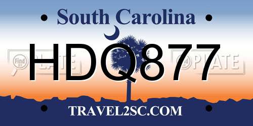HDQ877 South Carolina License Plate