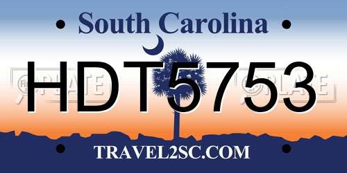 HDT5753 South Carolina License Plate