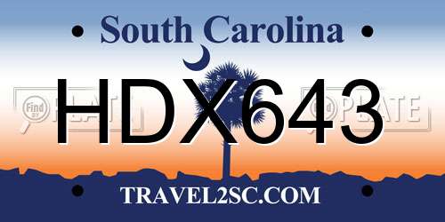 HDX643 South Carolina License Plate