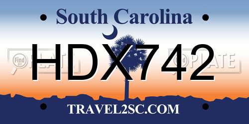 HDX742 South Carolina License Plate