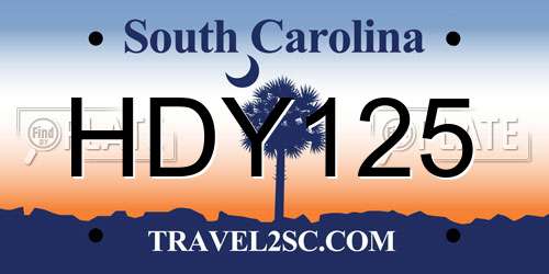 HDY125 South Carolina License Plate