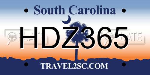 HDZ365 South Carolina License Plate