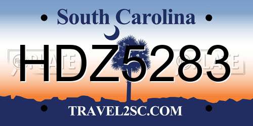 HDZ5283 South Carolina License Plate
