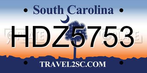 HDZ5753 South Carolina License Plate
