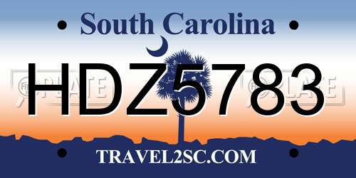 HDZ5783 South Carolina License Plate