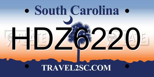 HDZ6220 South Carolina License Plate