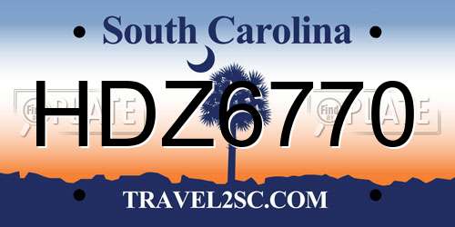 HDZ6770 South Carolina License Plate