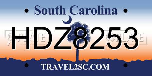 HDZ8253 South Carolina License Plate