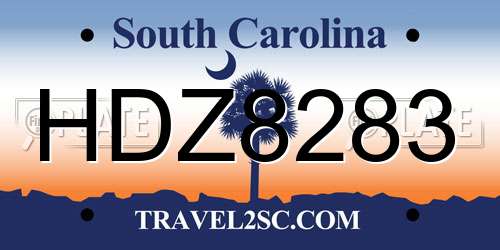 HDZ8283 South Carolina License Plate