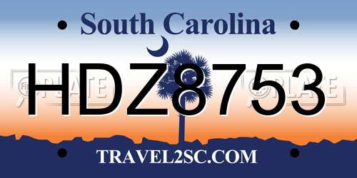 HDZ8753 South Carolina License Plate