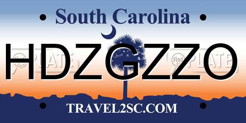 HDZGZZO South Carolina License Plate
