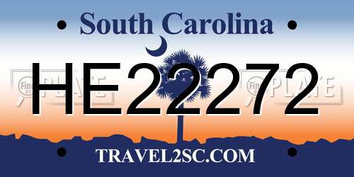 HE22272 South Carolina License Plate