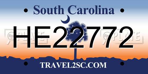 HE22772 South Carolina License Plate