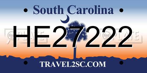 HE27222 South Carolina License Plate