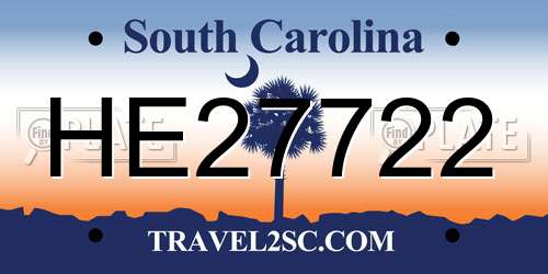 HE27722 South Carolina License Plate