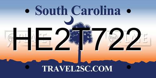 HE2T722 South Carolina License Plate