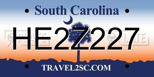 HE2Z227 South Carolina License Plate