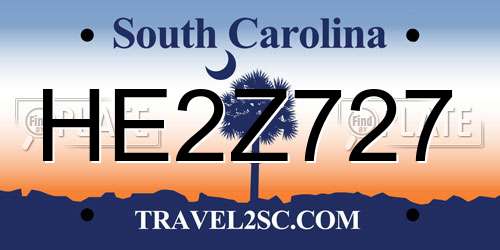 HE2Z727 South Carolina License Plate