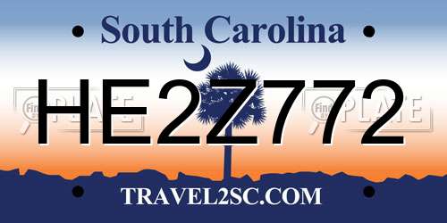 HE2Z772 South Carolina License Plate