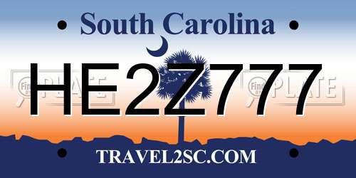 HE2Z777 South Carolina License Plate