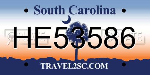 HE53586 South Carolina License Plate
