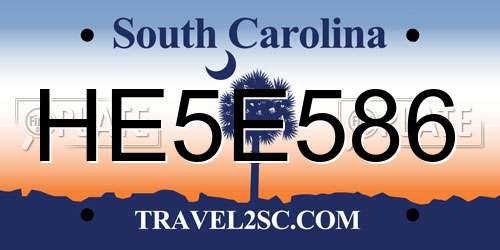 HE5E586 South Carolina License Plate