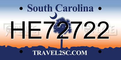 HE72722 South Carolina License Plate