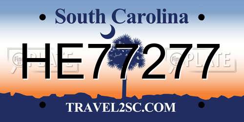 HE77277 South Carolina License Plate