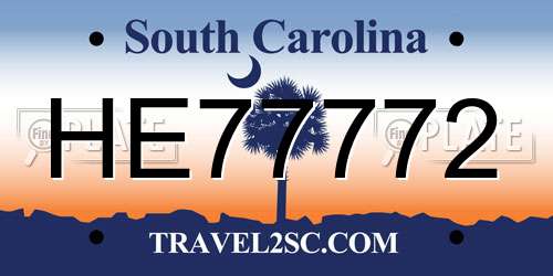 HE77772 South Carolina License Plate