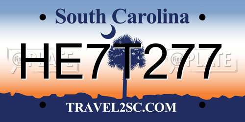 HE7T277 South Carolina License Plate